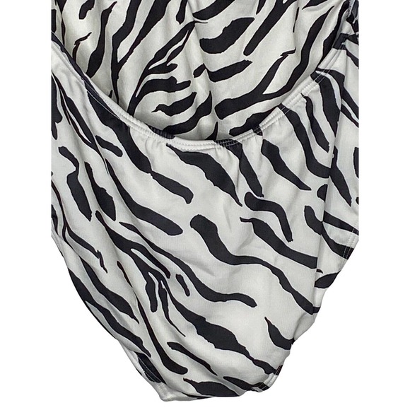 NWT Peixoto Womens Kai Swimsuit Sz Large Wild Zebra Plunging Neckline One Piece - Picture 9 of 14